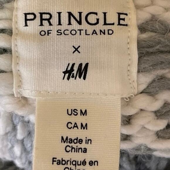 Pringle of Scotland x H&M Gray Fair Isle Turtleneck Holiday Sweater Top M - Picture 3 of 4